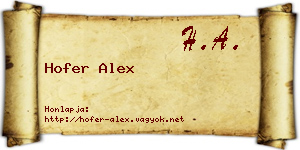 Hofer Alex névjegykártya
